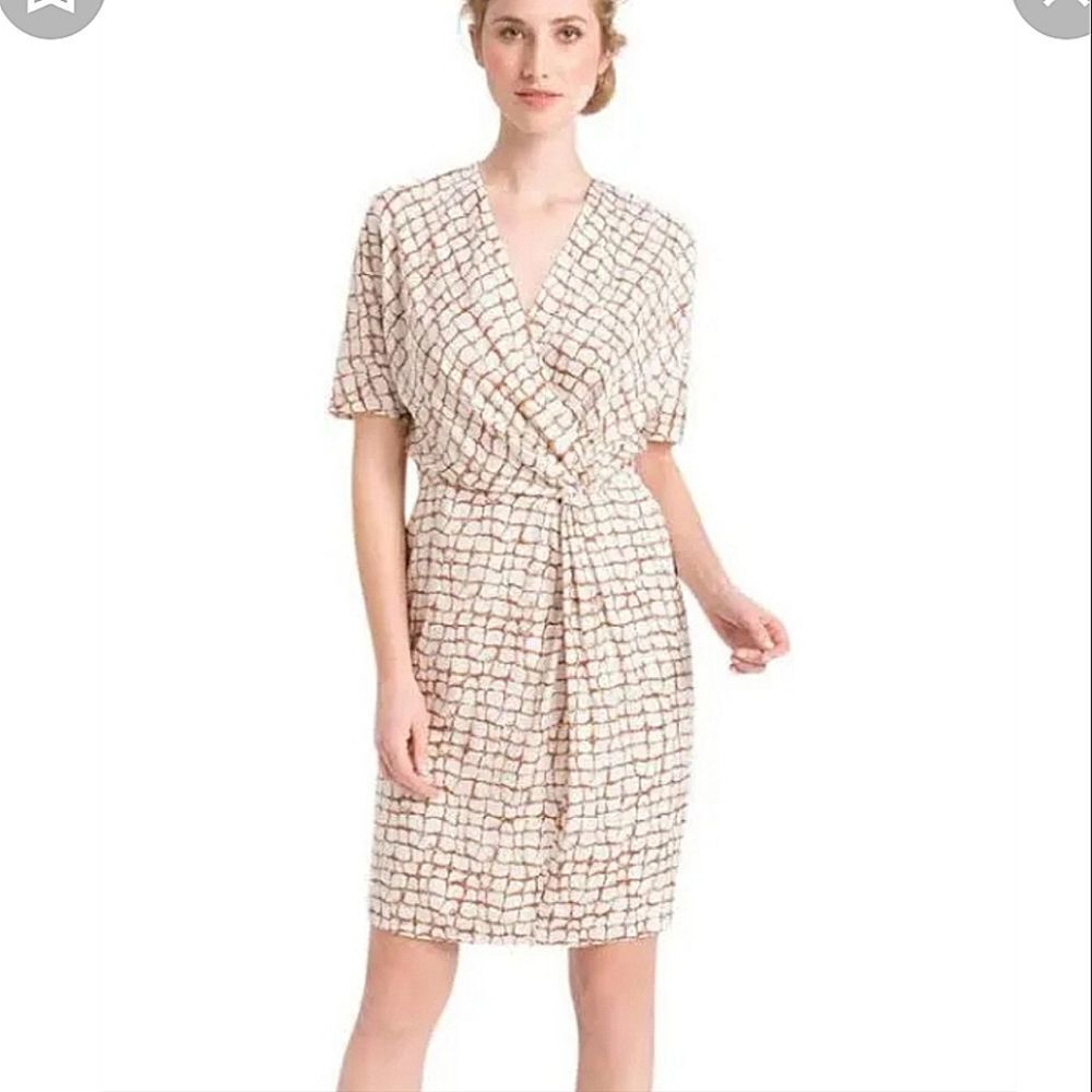 Classiques entier silk dress brown Abstract Design Sz 0